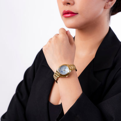 Reloj Cloe Análogo para Dama con Cristal Interior Facetado y Extensible de Acero Inoxidable OE2612