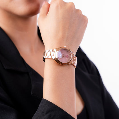 Reloj Cloe Análogo para Dama con Cristal Interior Facetado y Extensible de Acero Inoxidable OE2612