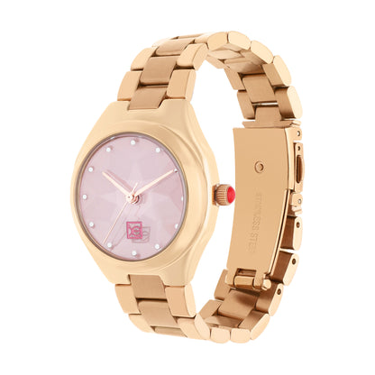 Reloj Cloe Análogo para Dama con Cristal Interior Facetado y Extensible de Acero Inoxidable OE2612