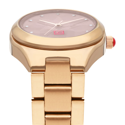 Reloj Cloe Análogo para Dama con Cristal Interior Facetado y Extensible de Acero Inoxidable OE2612