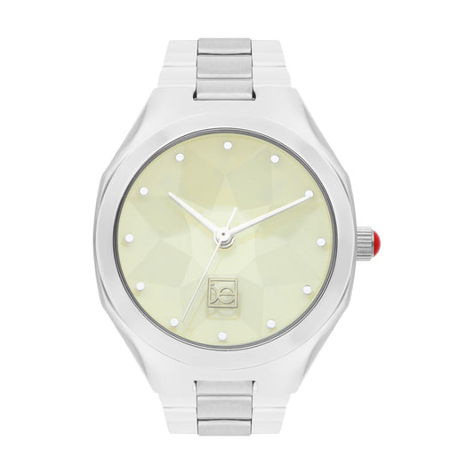 Reloj Cloe Análogo para Dama con Cristal Interior Facetado y Extensible de Acero Inoxidable