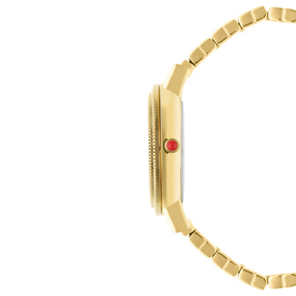 Reloj Cloe Análogo para Dama con Doble Bisel Estriado y Extensible de Acero Inoxidable OE2614