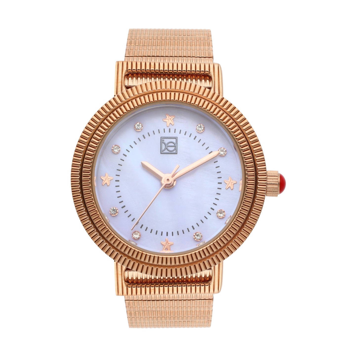 Reloj Cloe Análogo para Dama con Doble Bisel Estriado y Extensible de Acero Inoxidable OE2614