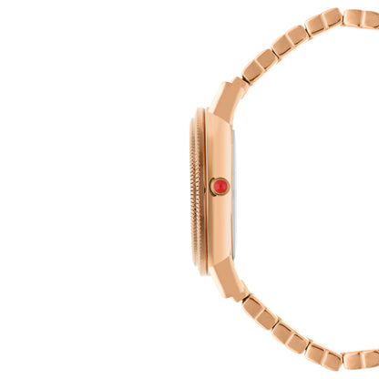 Reloj Cloe Análogo para Dama con Doble Bisel Estriado y Extensible de Acero Inoxidable OE2614