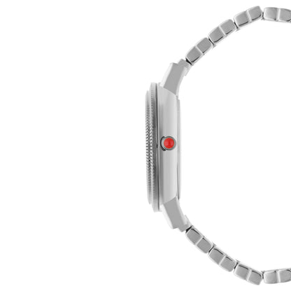 Reloj Cloe Análogo para Dama con Doble Bisel Estriado y Extensible de Acero Inoxidable OE2614