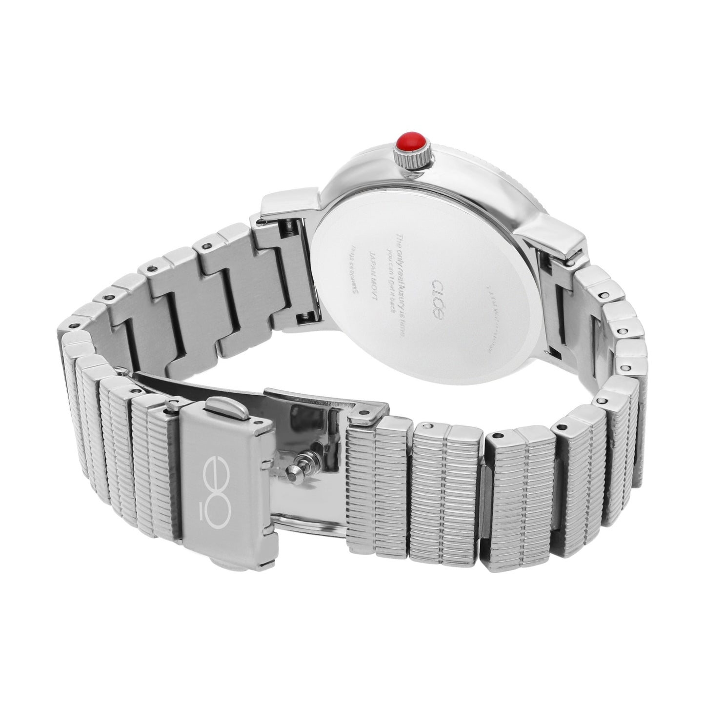 Reloj Cloe Análogo para Dama con Doble Bisel Estriado y Extensible de Acero Inoxidable OE2614