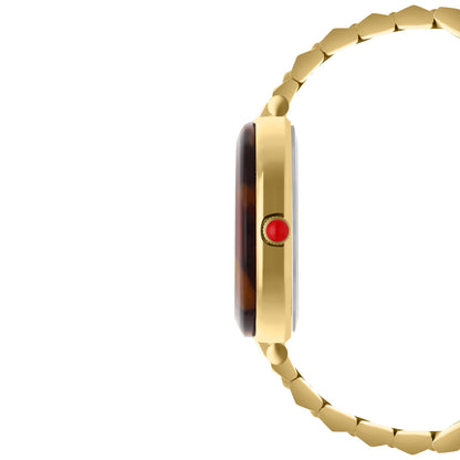 Reloj Cloe Análogo para Dama con Bisel Acabado Carey y Extensible de Acero Inoxidable OE2615