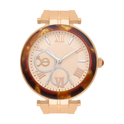 Reloj Cloe Análogo para Dama con Bisel Acabado Carey y Extensible de Acero Inoxidable OE2615