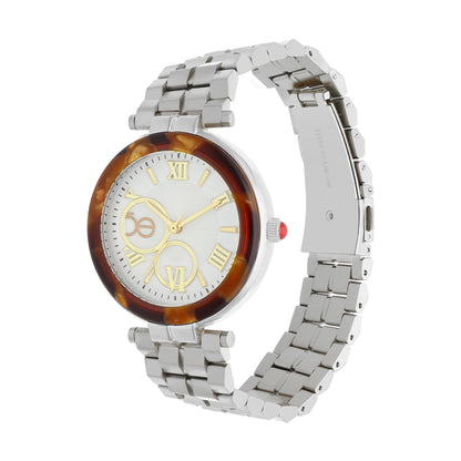 Reloj Cloe Análogo para Dama con Bisel Acabado Carey y Extensible de Acero Inoxidable OE2615