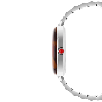 Reloj Cloe Análogo para Dama con Bisel Acabado Carey y Extensible de Acero Inoxidable OE2615