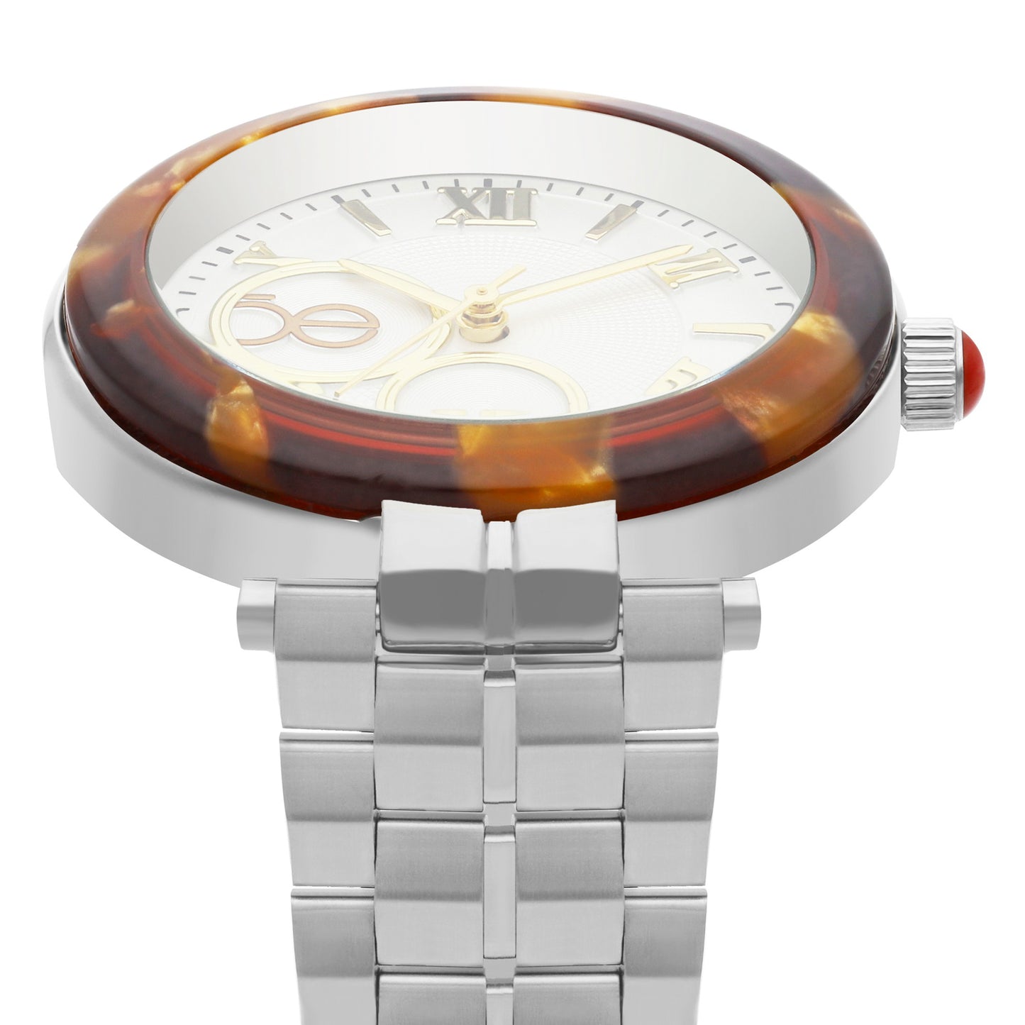 Reloj Cloe Análogo para Dama con Bisel Acabado Carey y Extensible de Acero Inoxidable OE2615