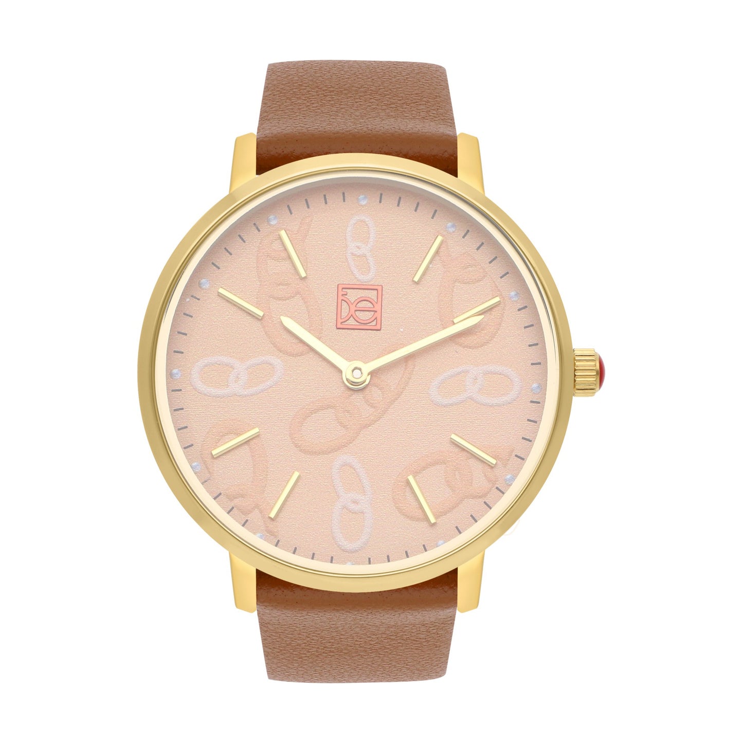 Reloj Cloe Análogo para Dama con Diseño de Cadenas en Carátula y Correa de Tactopiel OE2616