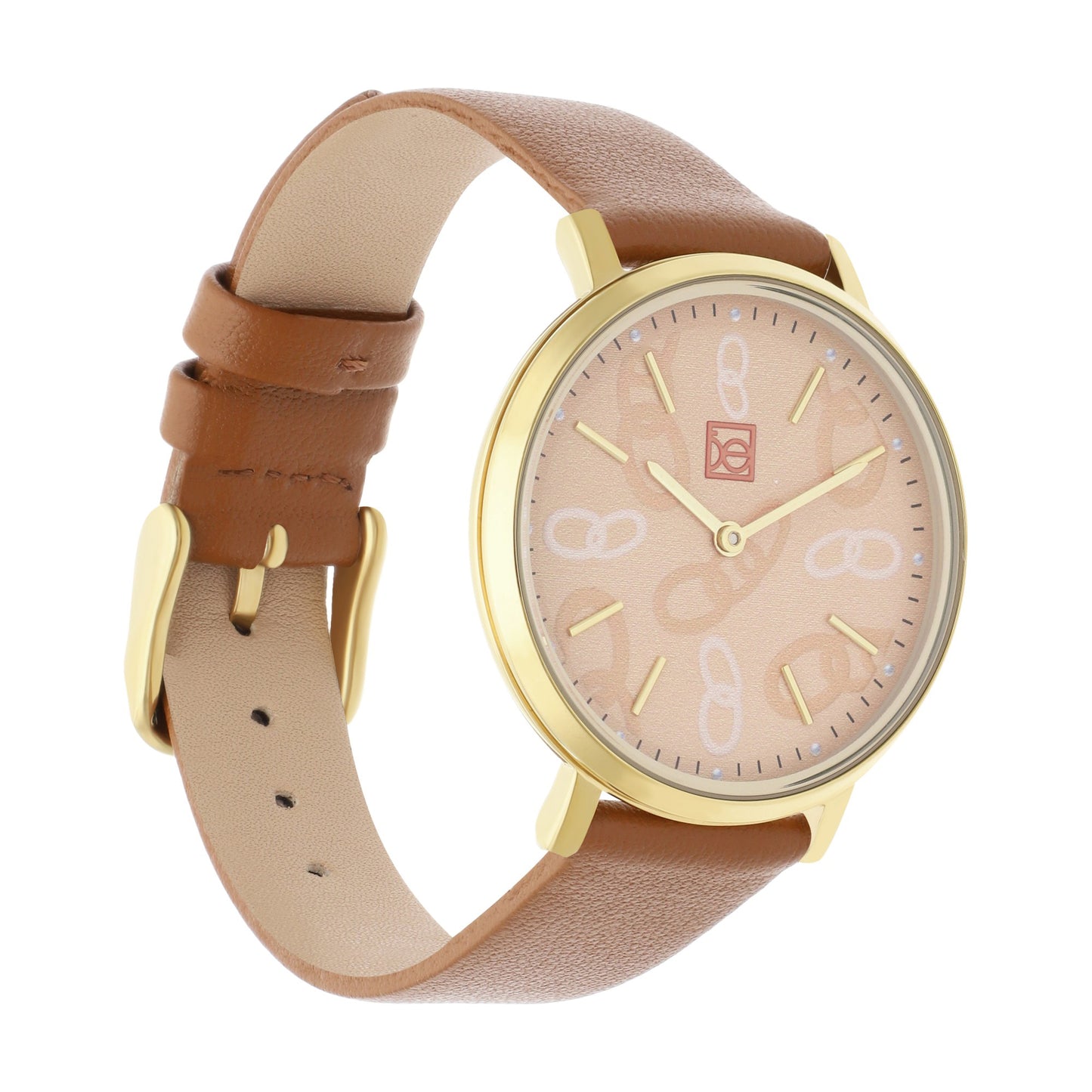 Reloj Cloe Análogo para Dama con Diseño de Cadenas en Carátula y Correa de Tactopiel OE2616