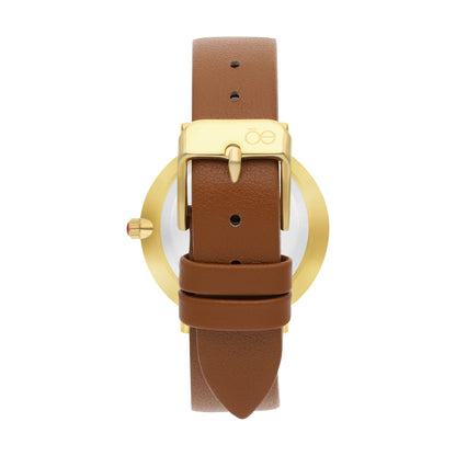 Reloj Cloe Análogo para Dama con Diseño de Cadenas en Carátula y Correa de Tactopiel OE2616
