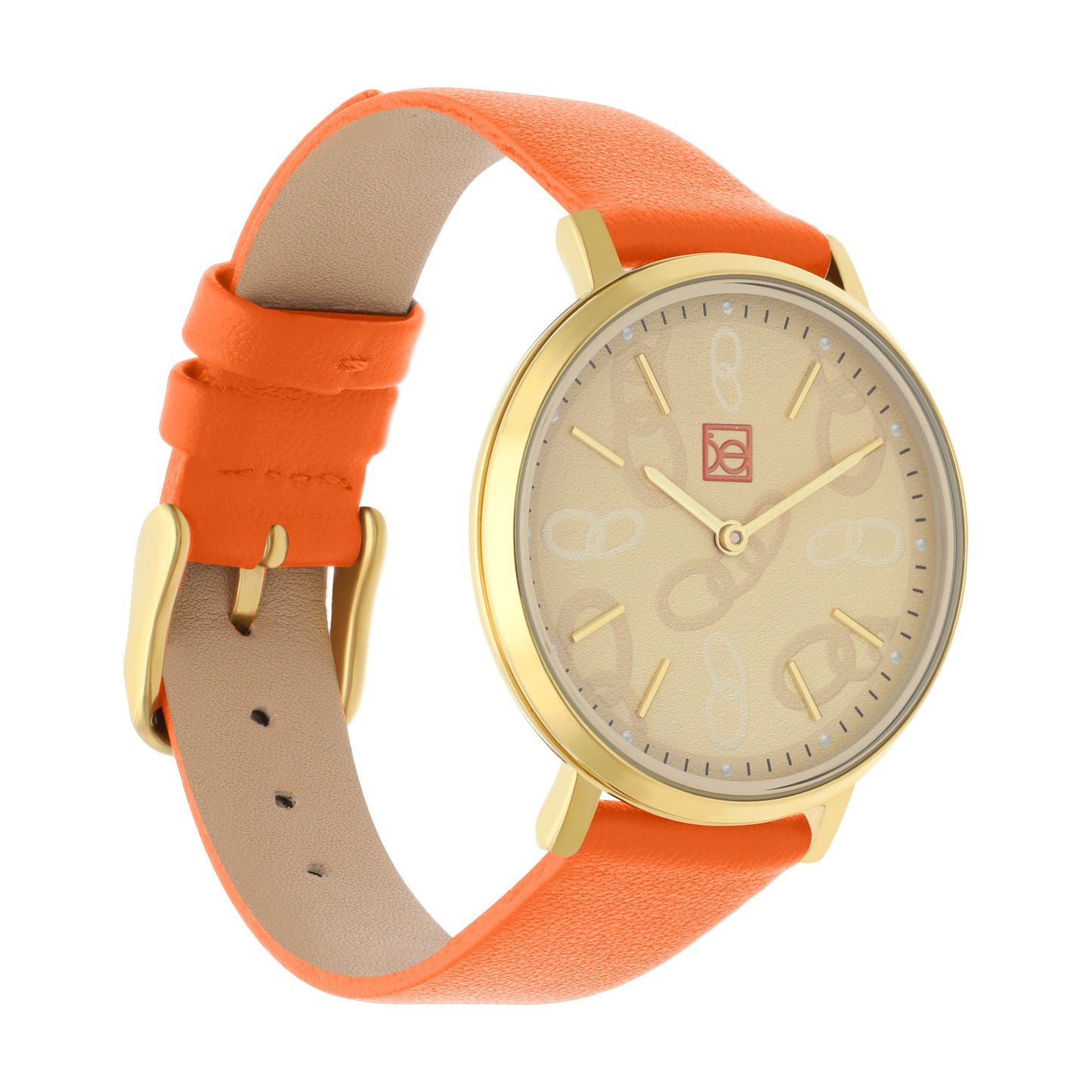 Reloj Cloe Análogo para Dama con Diseño de Cadenas en Carátula y Correa de Tactopiel OE2616