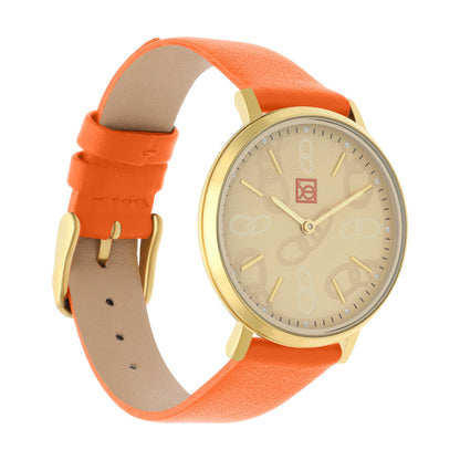 Reloj Cloe Análogo para Dama con Diseño de Cadenas en Carátula y Correa de Tactopiel OE2616