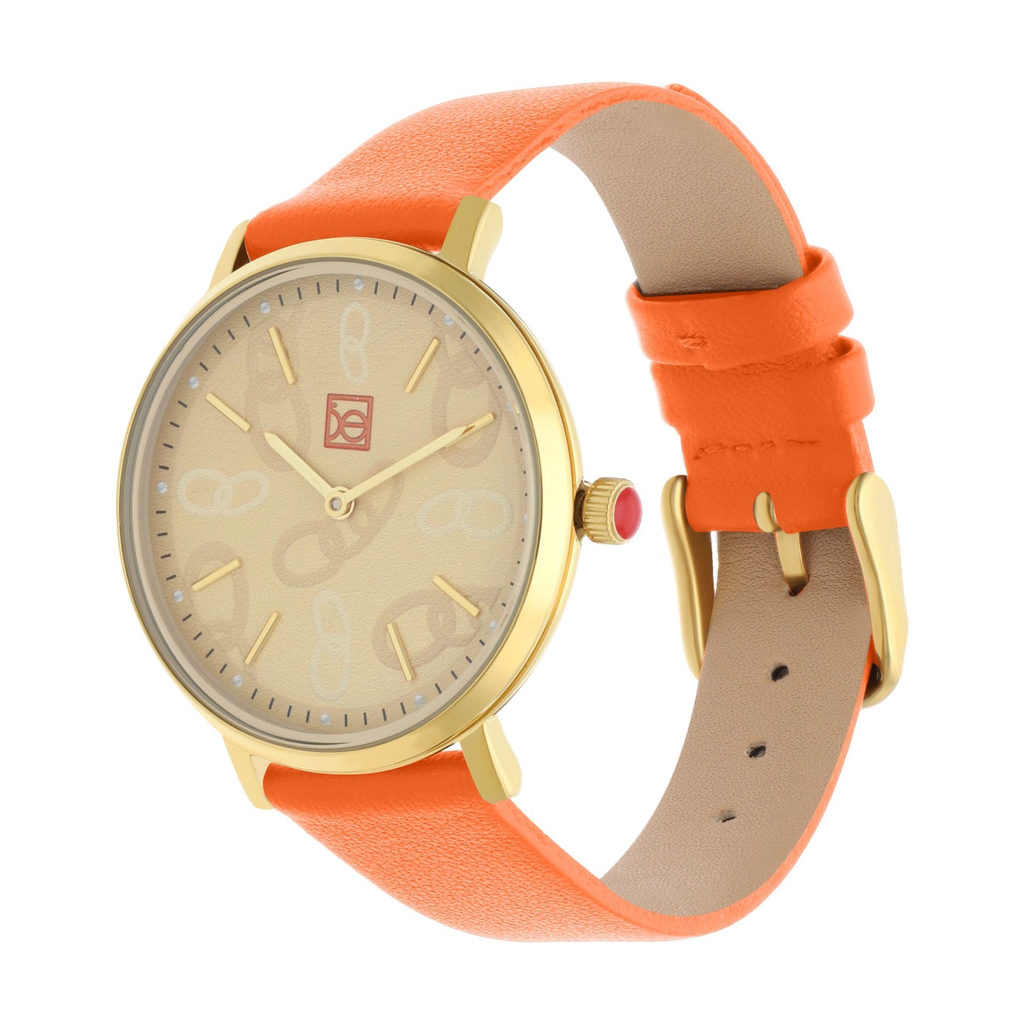 Reloj Cloe Análogo para Dama con Diseño de Cadenas en Carátula y Correa de Tactopiel OE2616