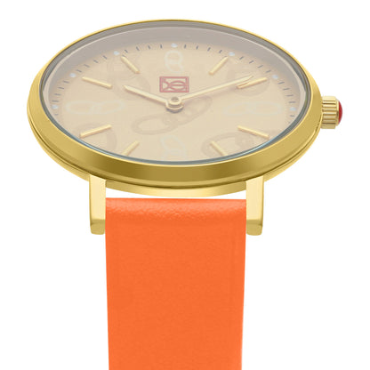 Reloj Cloe Análogo para Dama con Diseño de Cadenas en Carátula y Correa de Tactopiel OE2616