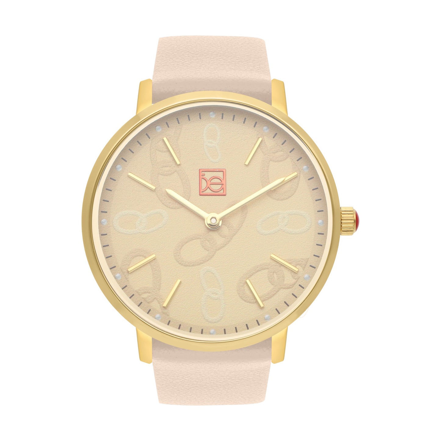 Reloj Cloe Análogo para Dama con Diseño de Cadenas en Carátula y Correa de Tactopiel OE2616