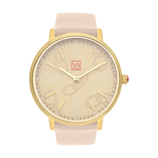 Reloj Cloe Análogo Dama | Diseño de Cadenas en Carátula | Correa Tactopiel OE2616