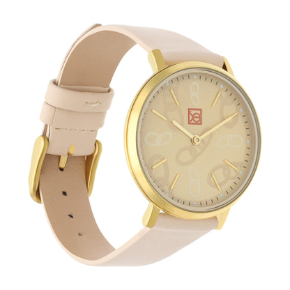 Reloj Cloe Análogo para Dama con Diseño de Cadenas en Carátula y Correa de Tactopiel OE2616