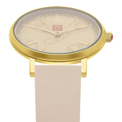 Reloj Cloe Análogo para Dama con Diseño de Cadenas en Carátula y Correa de Tactopiel OE2616