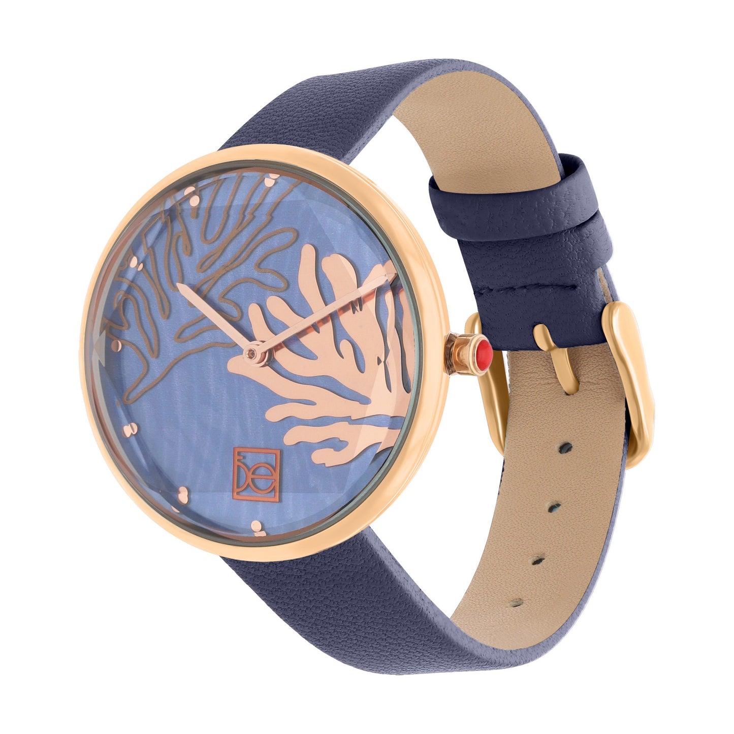 Reloj Cloe Análogo para Dama con Diseño de Arrecife en Carátula y Correa de Tactopiel OE2617