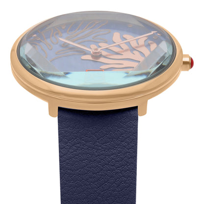 Reloj Cloe Análogo para Dama con Diseño de Arrecife en Carátula y Correa de Tactopiel OE2617