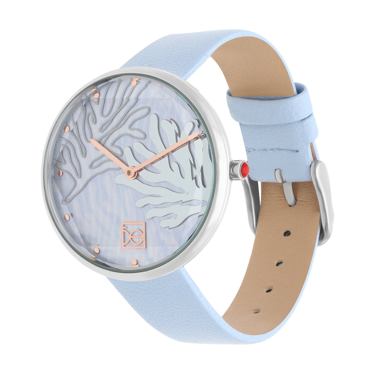 Reloj Cloe Análogo para Dama con Diseño de Arrecife en Carátula y Correa de Tactopiel OE2617