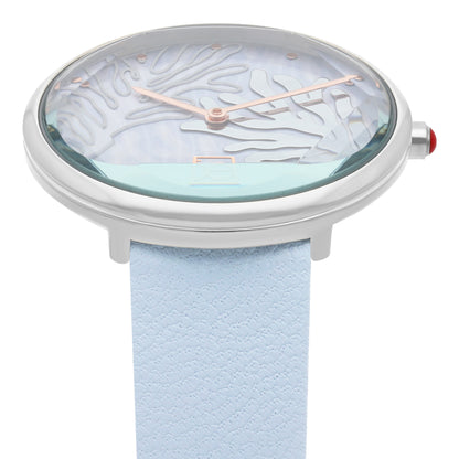 Reloj Cloe Análogo para Dama con Diseño de Arrecife en Carátula y Correa de Tactopiel OE2617