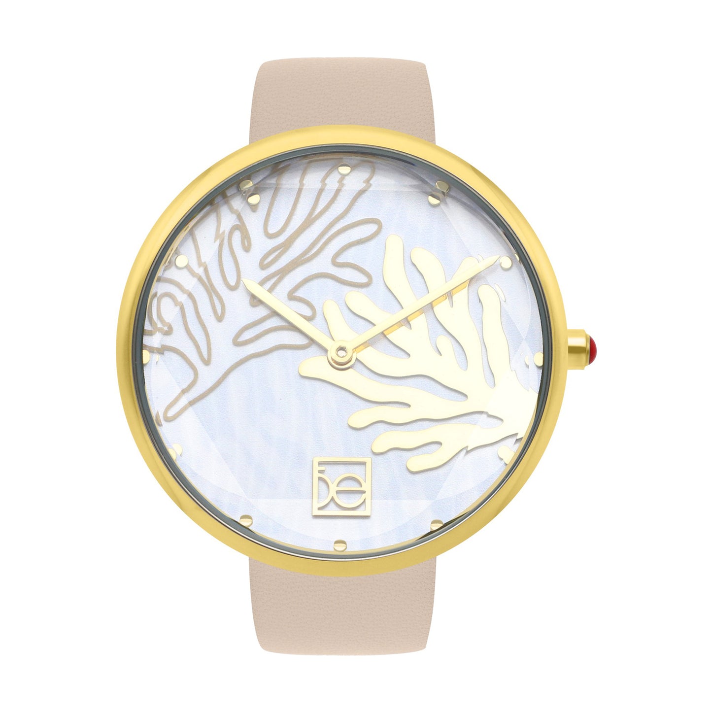 Reloj Cloe Análogo para Dama con Diseño de Arrecife en Carátula y Correa de Tactopiel OE2617