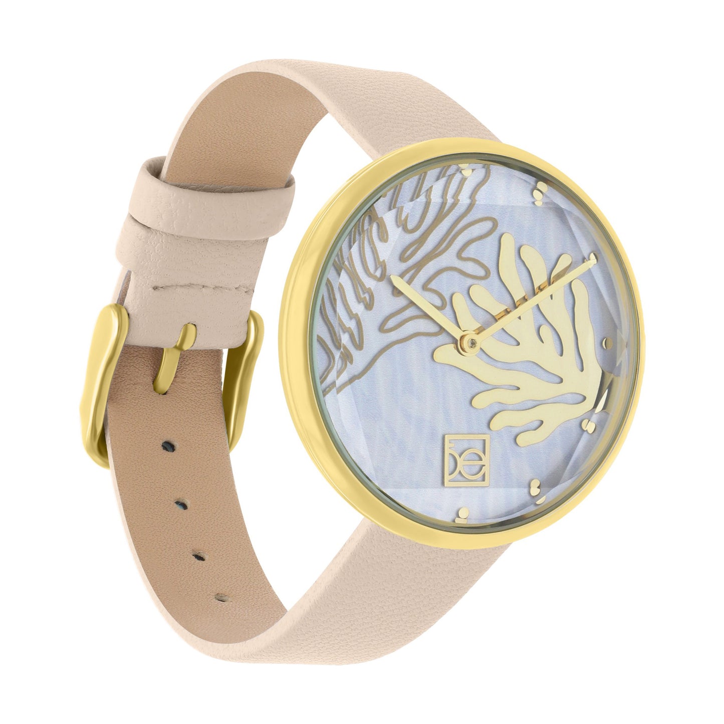 Reloj Cloe Análogo para Dama con Diseño de Arrecife en Carátula y Correa de Tactopiel OE2617