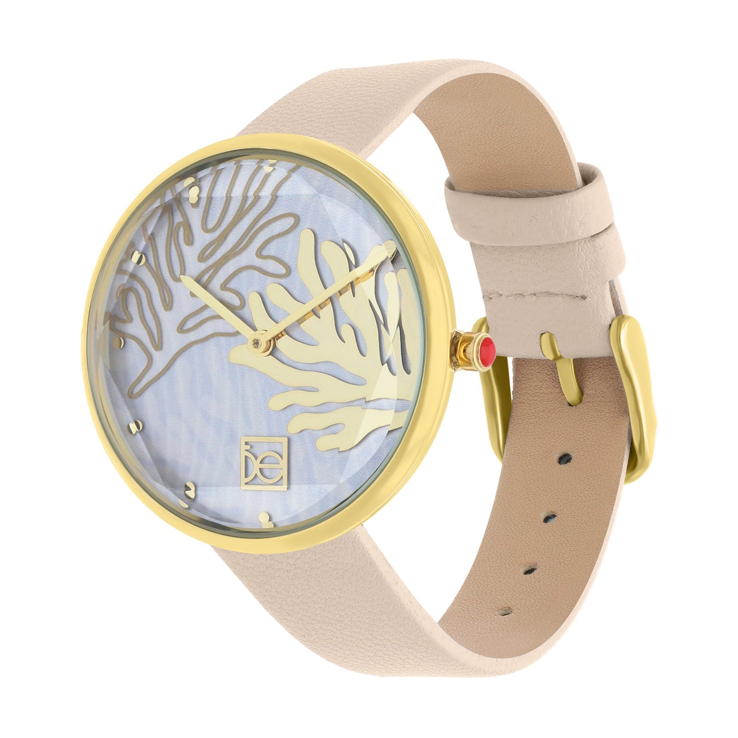 Reloj Cloe Análogo para Dama con Diseño de Arrecife en Carátula y Correa de Tactopiel OE2617