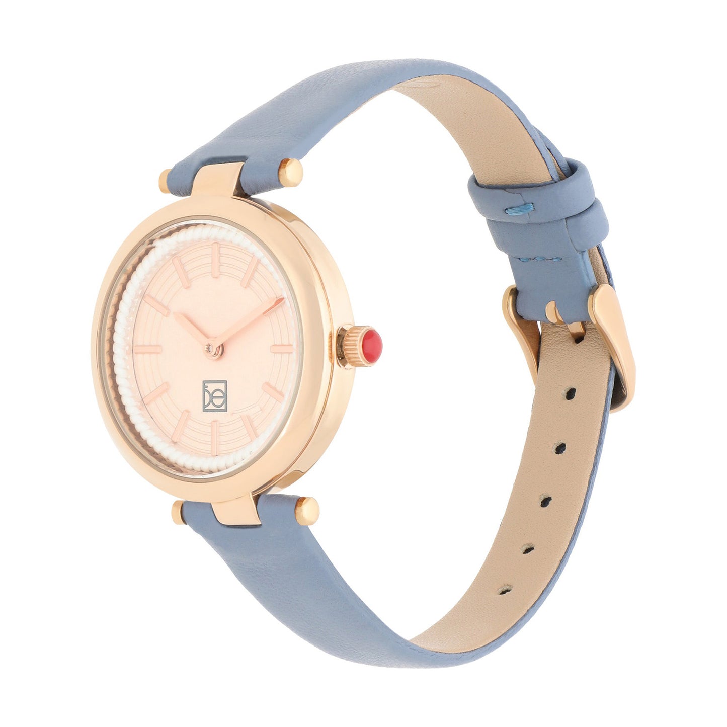 Reloj Cloe Análogo para Dama con Bisel Interno en Relieve y Correa de Tactopiel OE2618