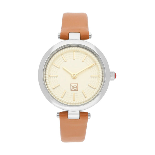 Reloj Cloe Análogo para Dama con Bisel Interno en Relieve y Correa de Tactopiel OE2618