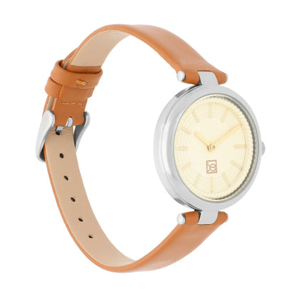 Reloj Cloe Análogo para Dama con Bisel Interno en Relieve y Correa de Tactopiel OE2618