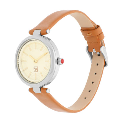 Reloj Cloe Análogo para Dama con Bisel Interno en Relieve y Correa de Tactopiel OE2618
