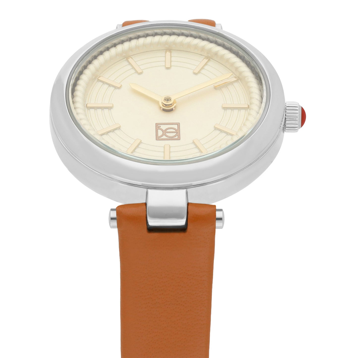 Reloj Cloe Análogo para Dama con Bisel Interno en Relieve y Correa de Tactopiel OE2618