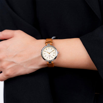 Reloj Cloe Análogo para Dama con Bisel Interno en Relieve y Correa de Tactopiel OE2618