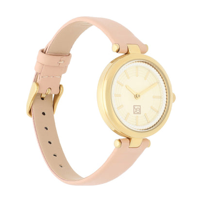 Reloj Cloe Análogo para Dama con Bisel Interno en Relieve y Correa de Tactopiel OE2618