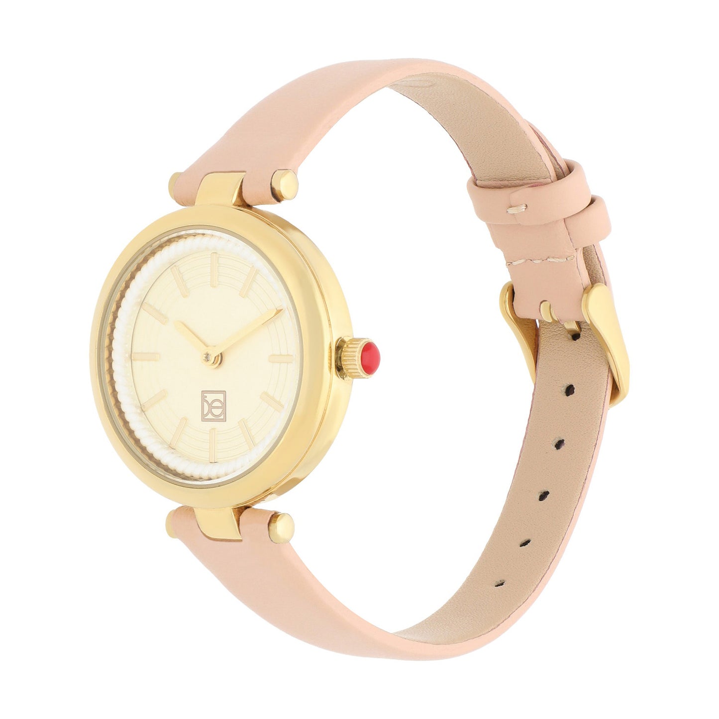Reloj Cloe Análogo para Dama con Bisel Interno en Relieve y Correa de Tactopiel OE2618