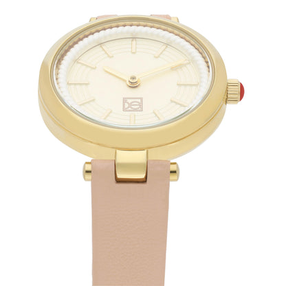 Reloj Cloe Análogo para Dama con Bisel Interno en Relieve y Correa de Tactopiel OE2618