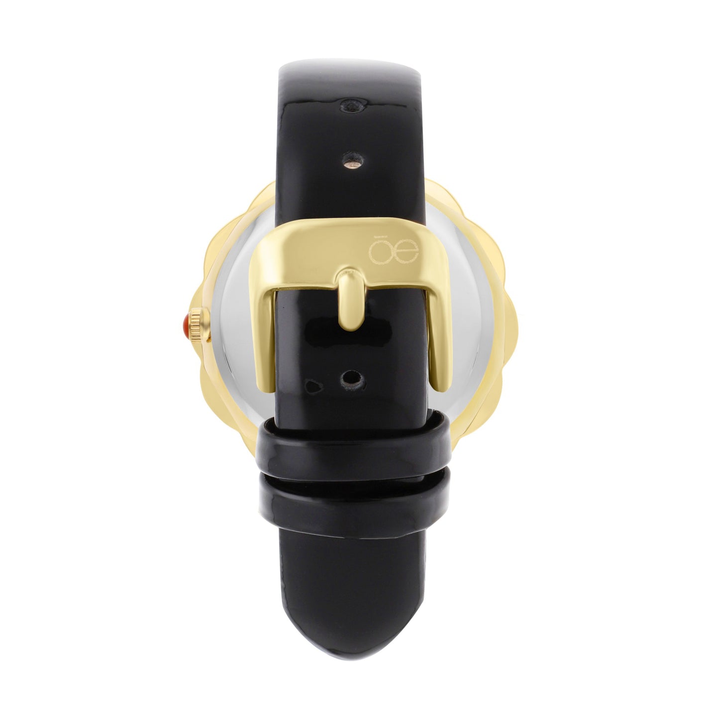 Reloj Cloe Análogo para Dama con Bisel en Forma de Flor y Correa de Charol