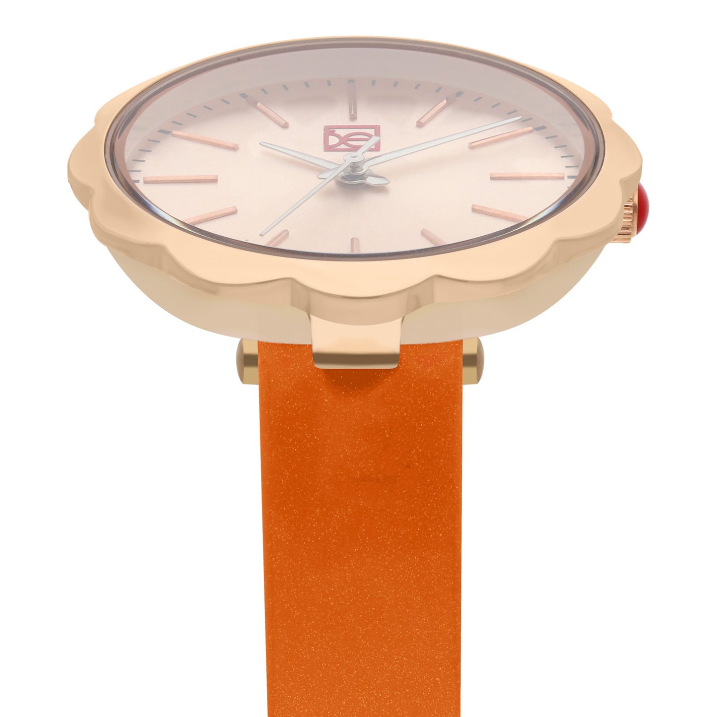 Reloj Cloe Análogo para Dama con Bisel en Forma de Flor y Correa de Charol