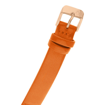 Reloj Cloe Análogo para Dama con Bisel en Forma de Flor y Correa de Charol