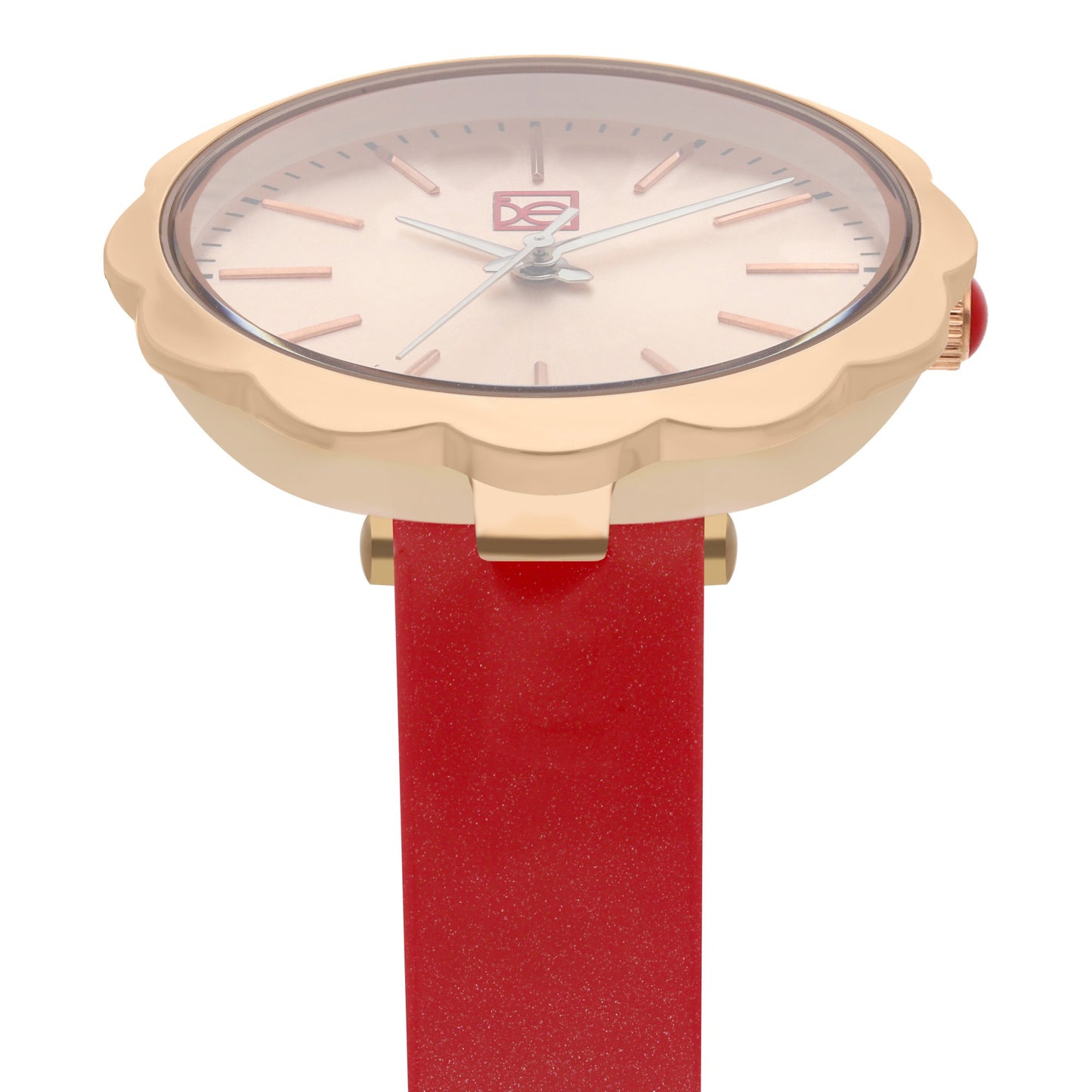 Reloj Cloe Análogo para Dama con Bisel en Forma de Flor y Correa de Charol