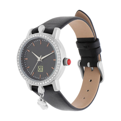 Reloj Cloe Análogo para Dama con Charm en Caja y Correa de Tactopiel OE2620