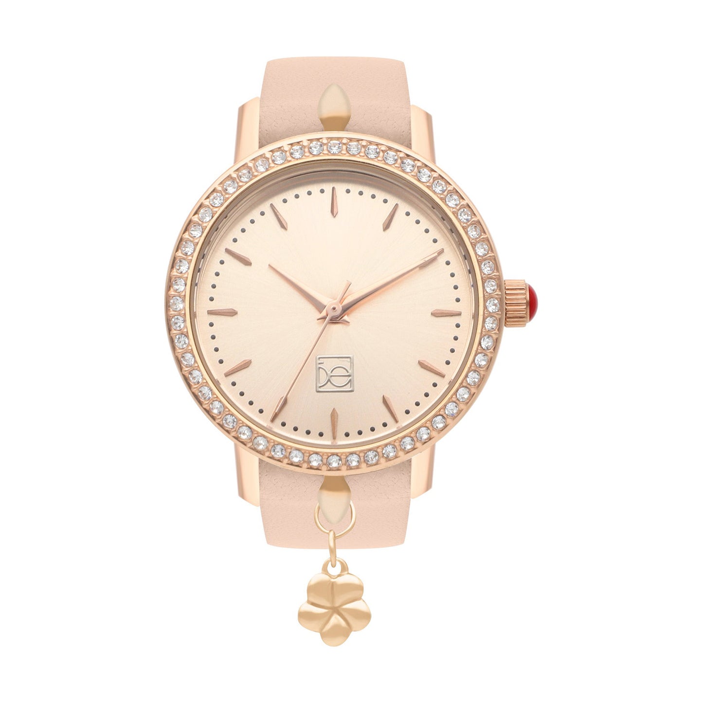Reloj Cloe Análogo para Dama con Charm en Caja y Correa de Tactopiel OE2620