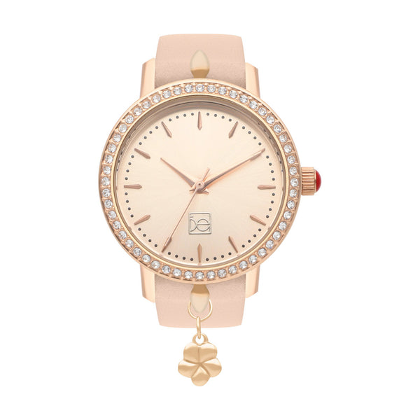 Reloj Cloe Análogo para Dama con Charm en Caja y Correa de Tactopiel OE2620