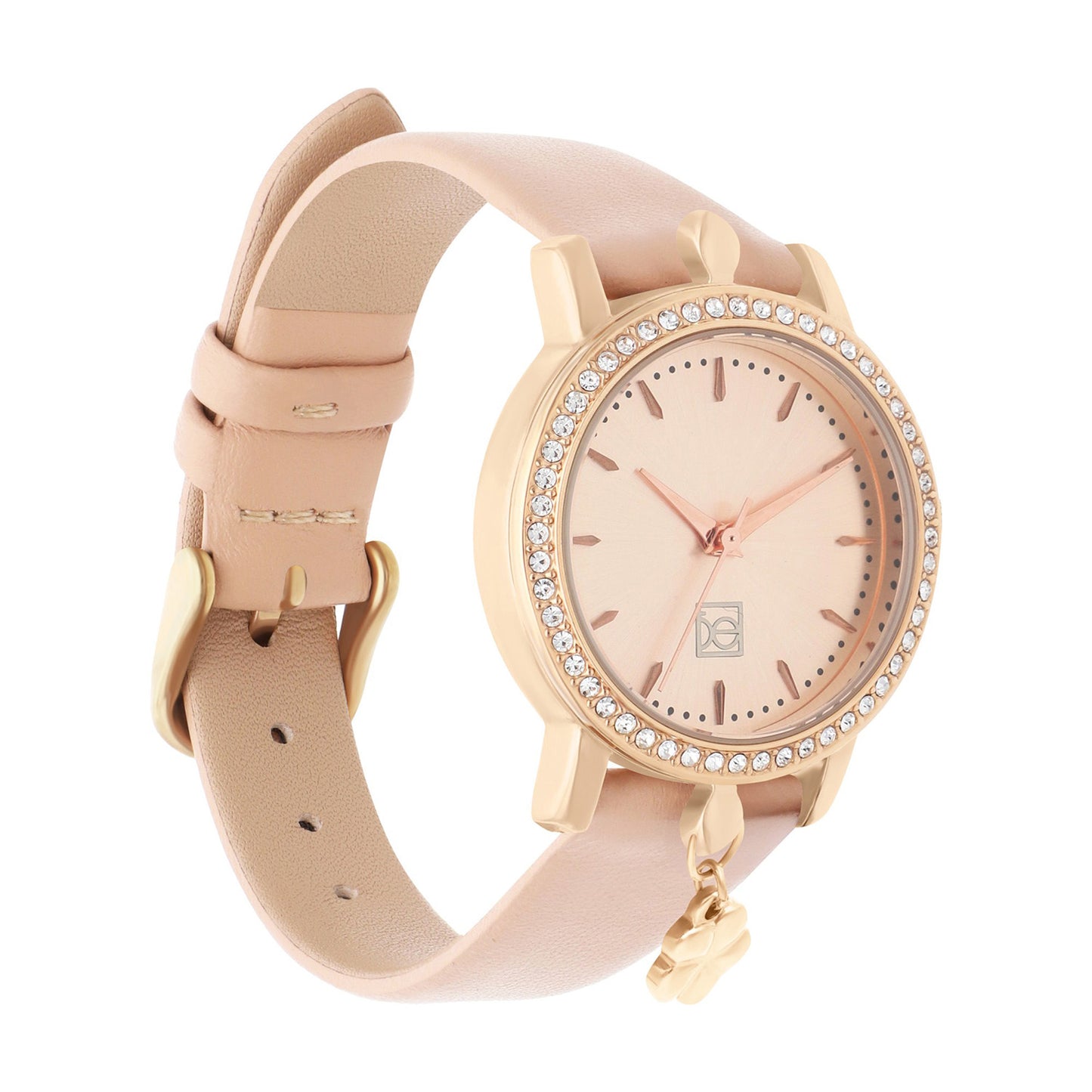 Reloj Cloe Análogo para Dama con Charm en Caja y Correa de Tactopiel OE2620